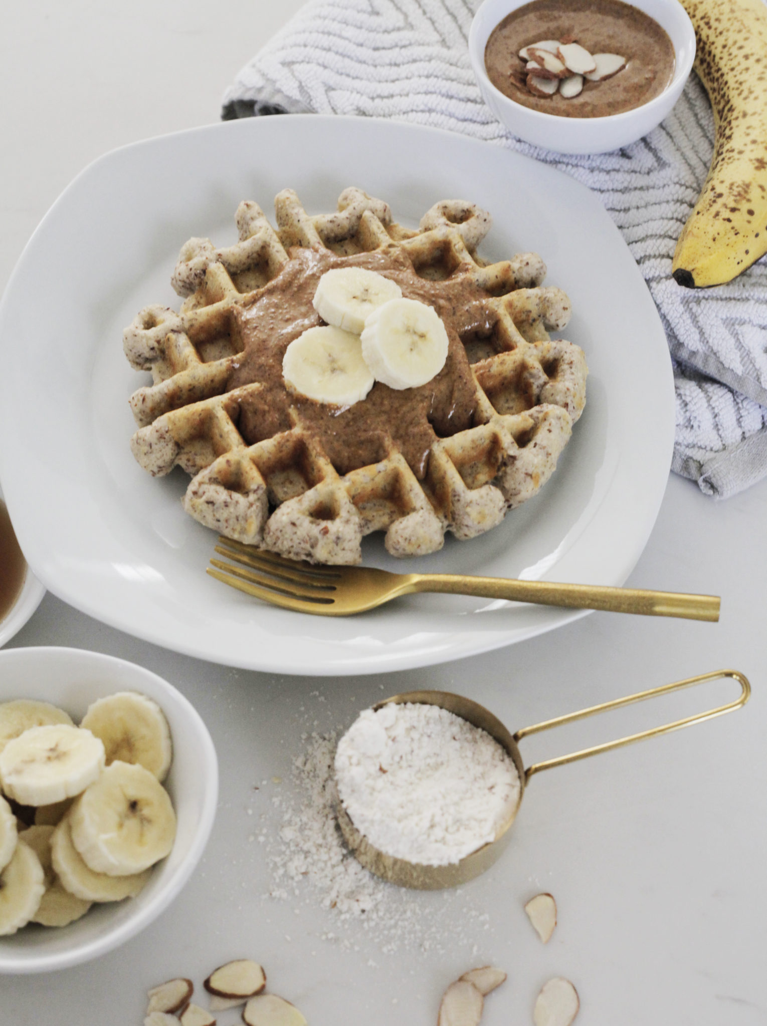 GlutenFree Vegan Almond Butter & Banana Waffles